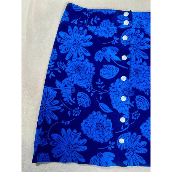Vintage Lilly Pulitzer Skirt Corduroy Floral Y2K Blue Preppy Beach Wear Size 6 - Picture 2 of 7